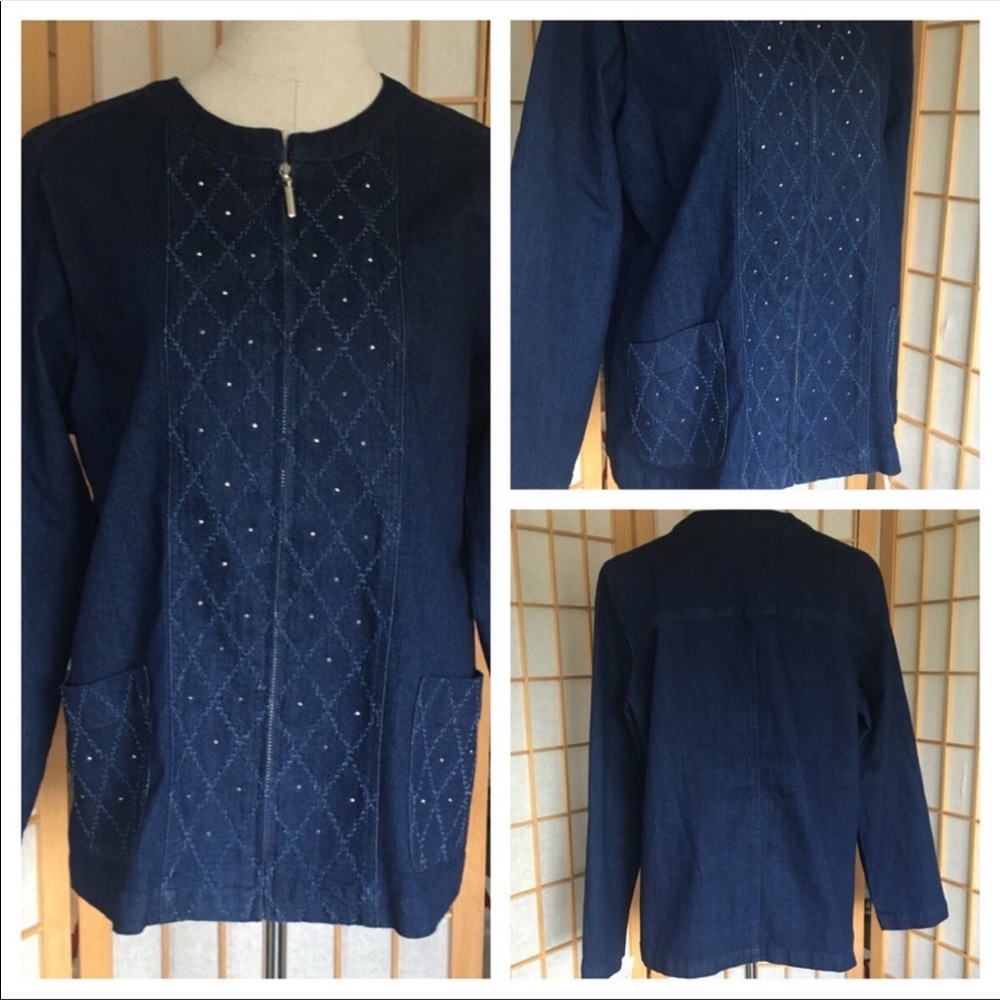 NWT Alfred Dunner Activewear Denim Jacket SZ 14